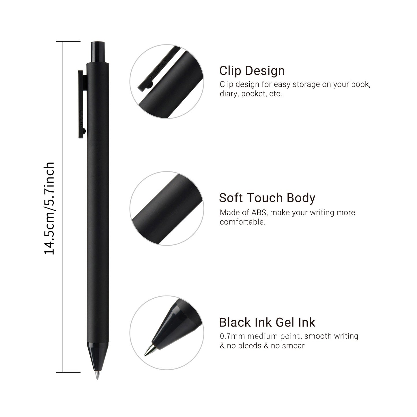 KACO Fine Point Black Ink 10 Count 0.5 mm (Black & Dark Blue)
