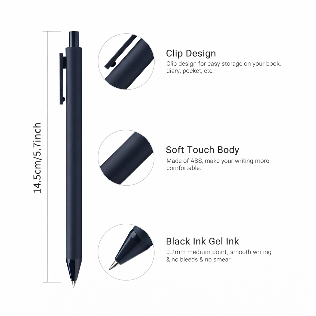 Gel Pens 0.5mm Fine Point Black Ink 10 Count