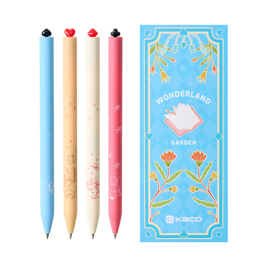 KACO Wonderland Garden 0.5mm Retractable Gel Pens – Black Ink, Set of 4