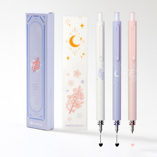 KACO Cute Stationery 3 Pieces , 2 Black Ink and 1 Coral Ink