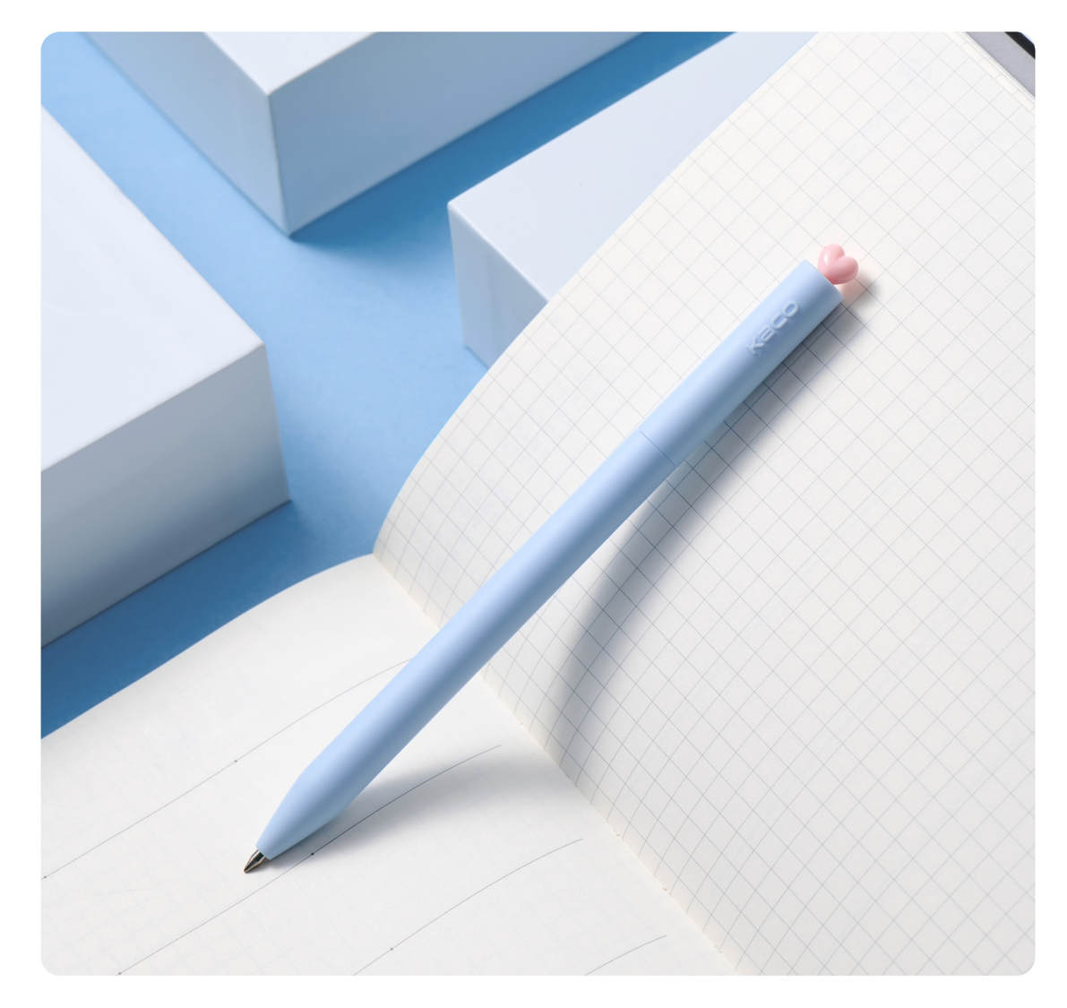 KACO Cute Heart Gel Pen Set 0.5 Black Ink ( Blue)