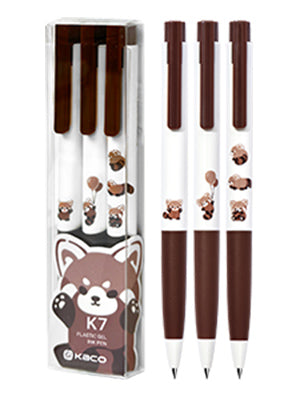 KACO 5 patterns Cute Animal 3 Pieces Black Ink Set 0.5mm Fine Point