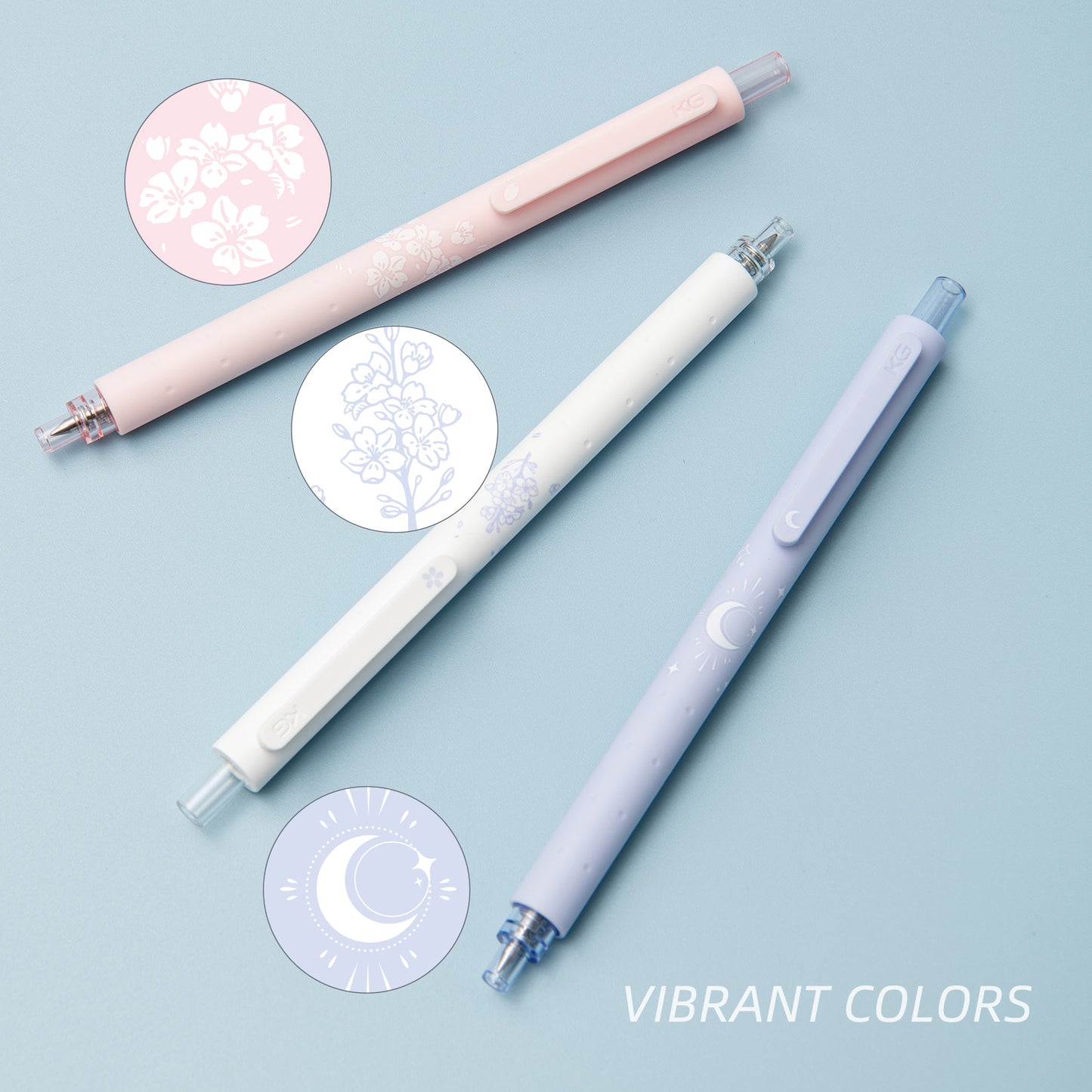 KACO Cute Stationery 3 Pieces , 2 Black Ink and 1 Coral Ink