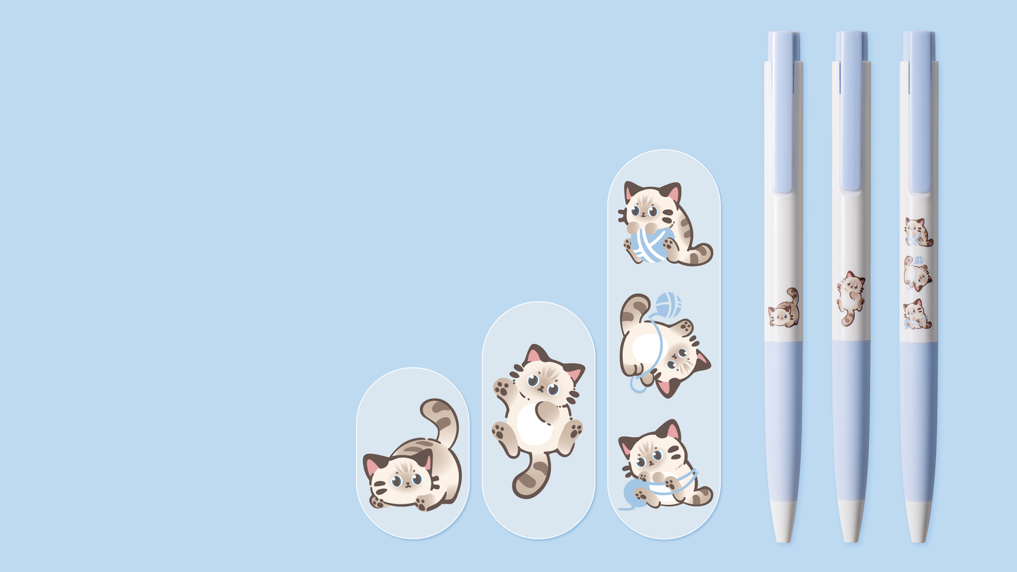 KACO 5 patterns Cute Animal 3 Pieces Black Ink Set 0.5mm Fine Point