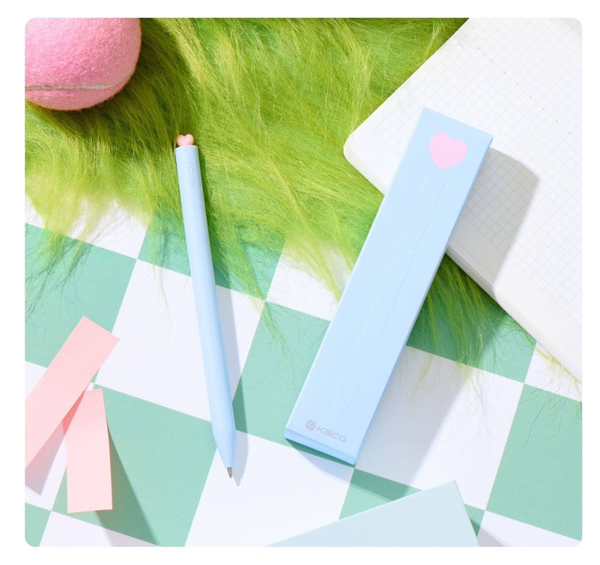 KACO Cute Heart Gel Pen Set 0.5 Black Ink ( Blue)