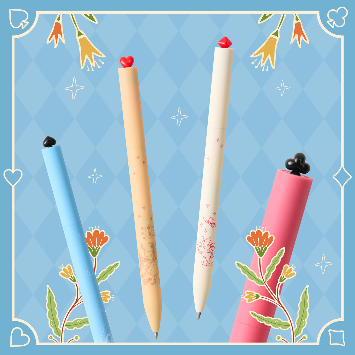 KACO Wonderland Garden 0.5mm Retractable Gel Pens – Black Ink, Set of 4