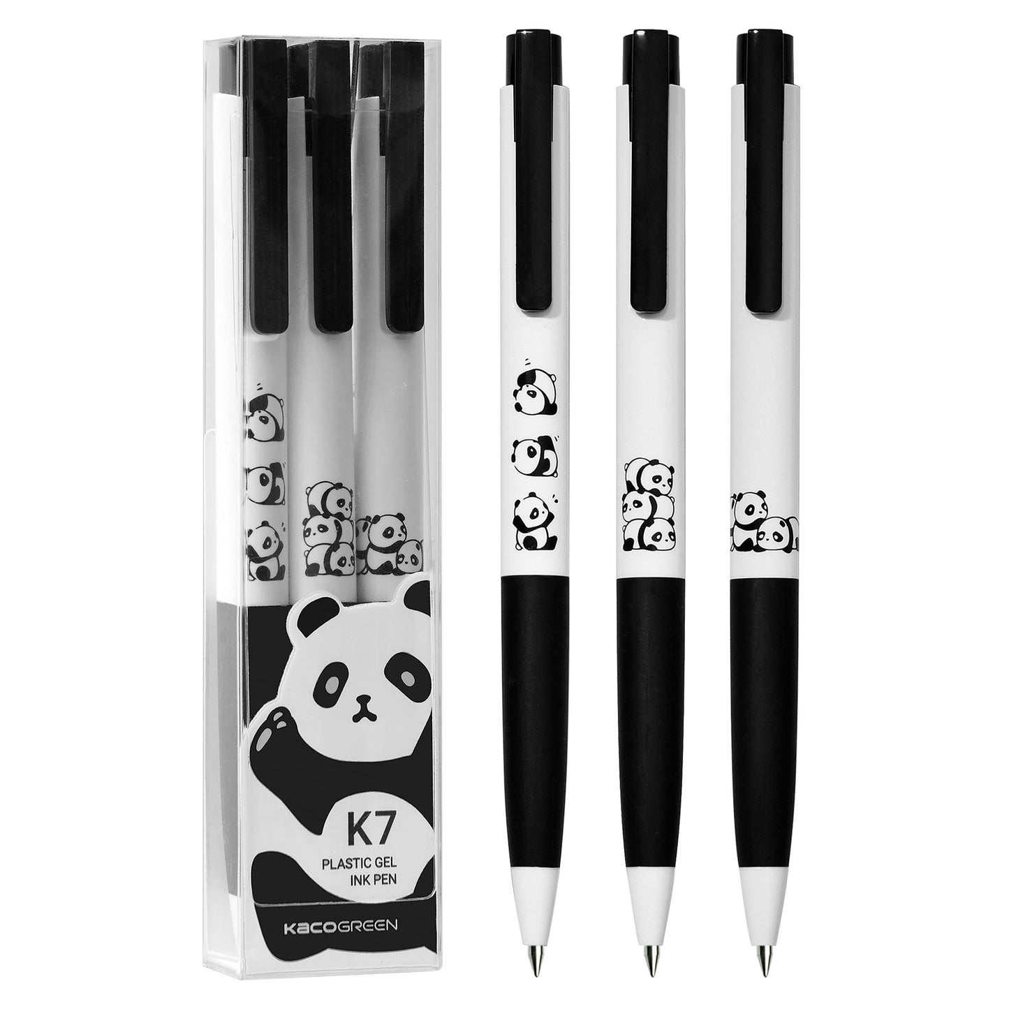KACO 5 patterns Cute Animal 3 Pieces Black Ink Set 0.5mm Fine Point