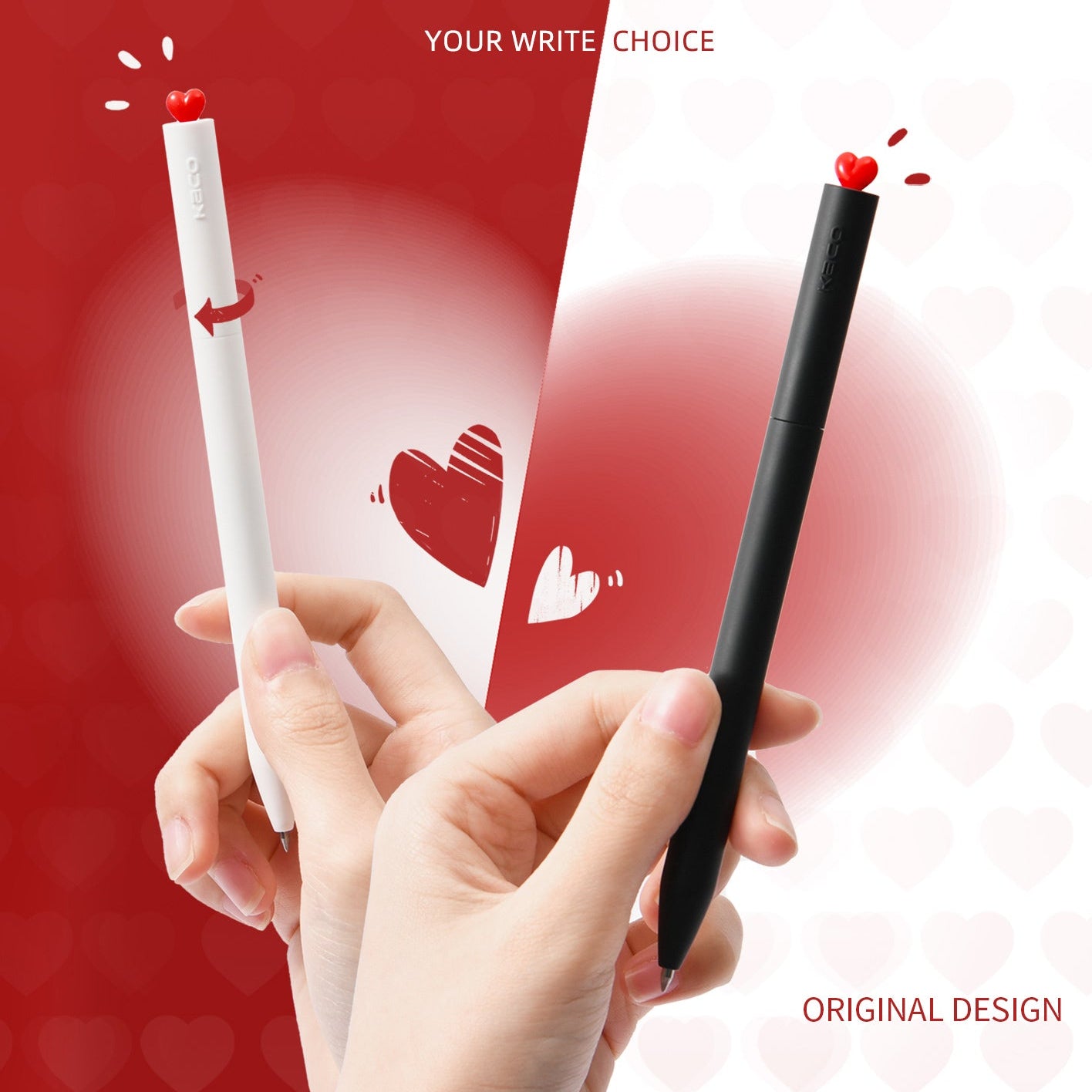 KACO Cute Heart Gel Pen (black&white)