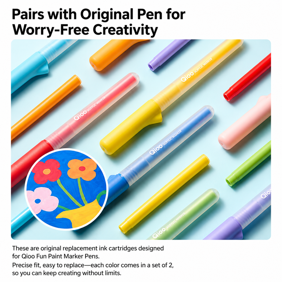 Qioo Fun Paint Refillable Acrylic Markers – 12 Colour Set