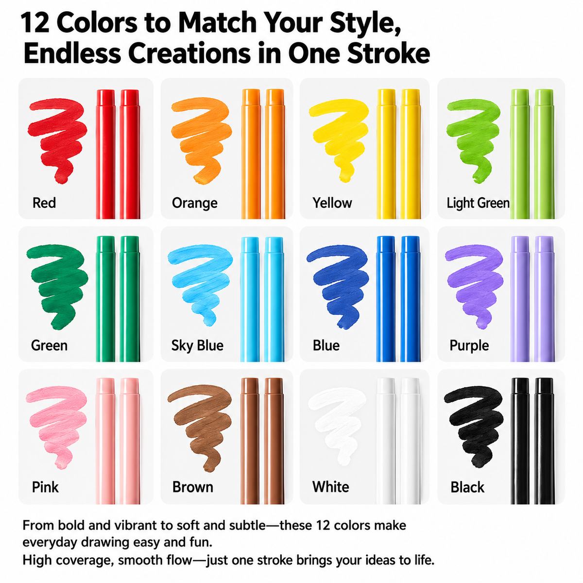 Qioo Fun Paint Refillable Acrylic Markers – 12 Colour Set