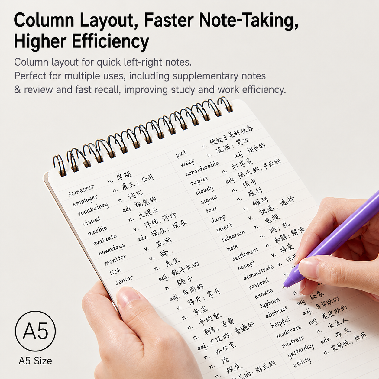 KACO A5 Spiral Notebook – Black, PP Matte Cover, Ruled Pages