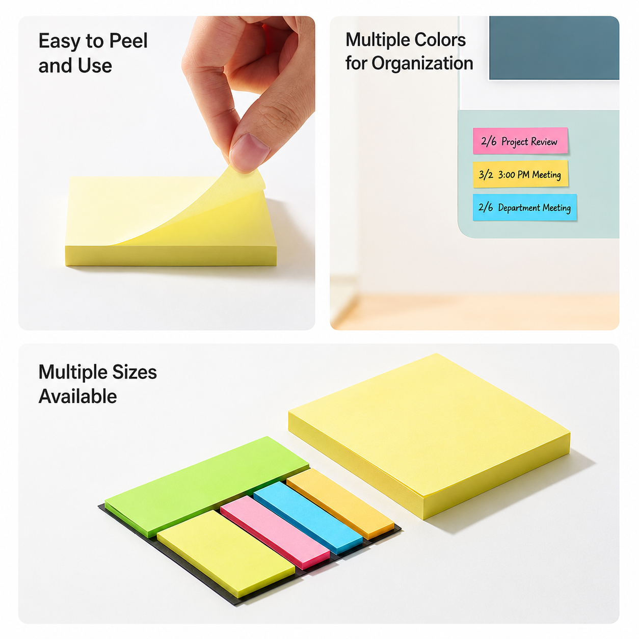 KACO LEMO Sticky Notes – Multi-Size Memo Pad Set