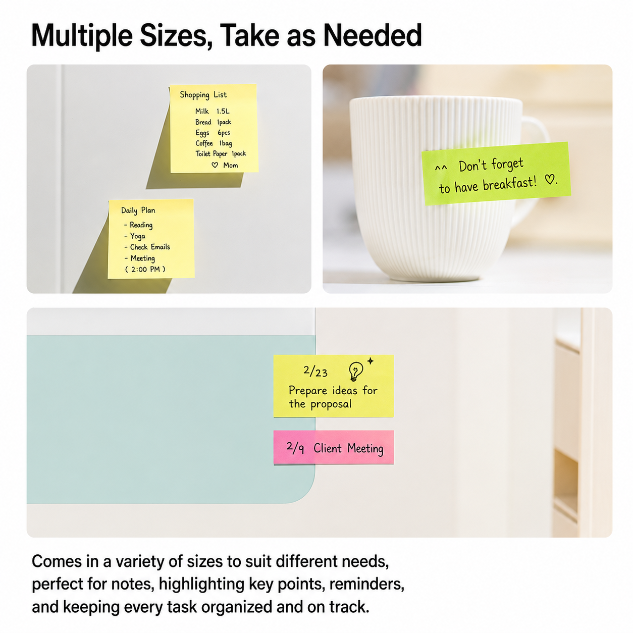 KACO LEMO Sticky Notes – Multi-Size Memo Pad Set