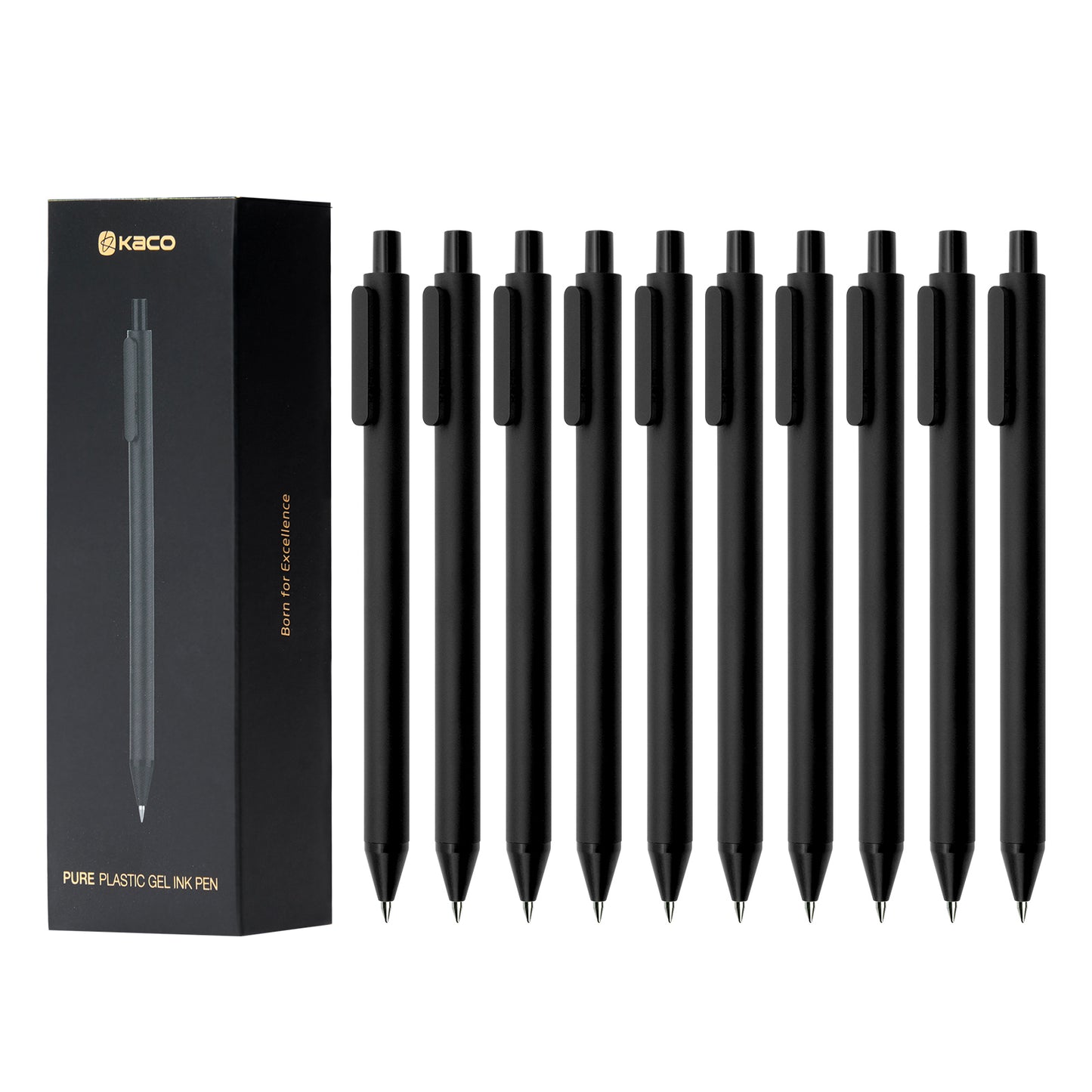 PURE Gel Pens 0.5mm Fine Point Black Ink 10 Count, Quick Dry Smooth Writing, Aesthetic Office Supplies Refillable Retractable Low Center of Gravity