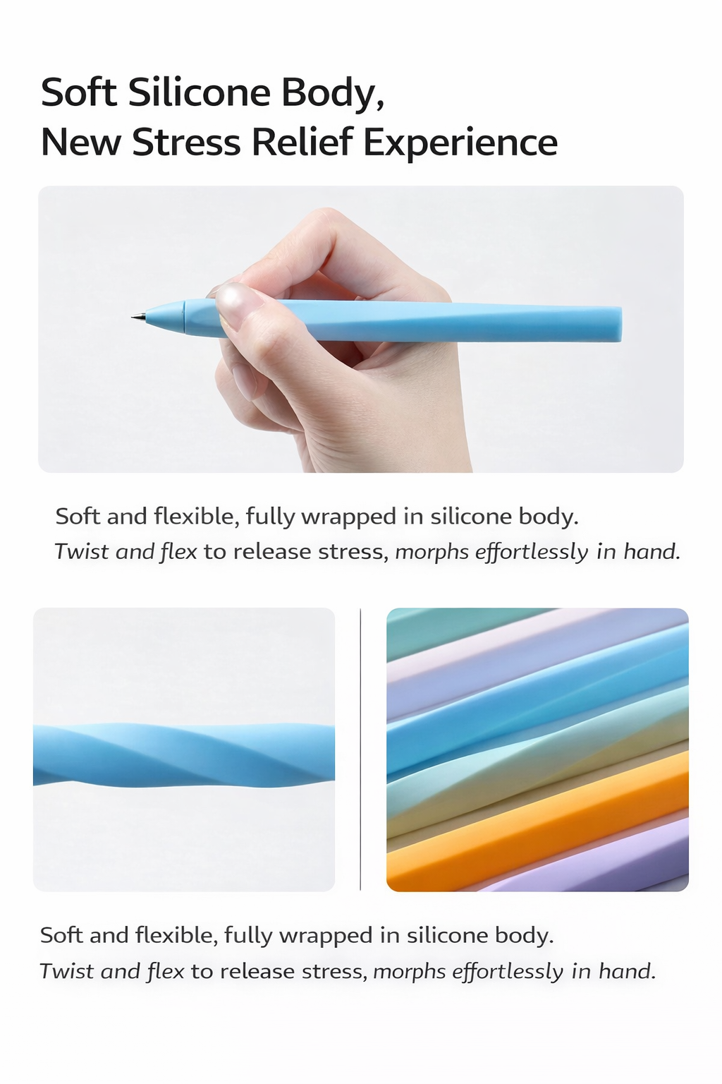 KACO TWIST Gel Pen 0.5mm, Soft Silicone Body, Smooth Quick-Dry Black Ink